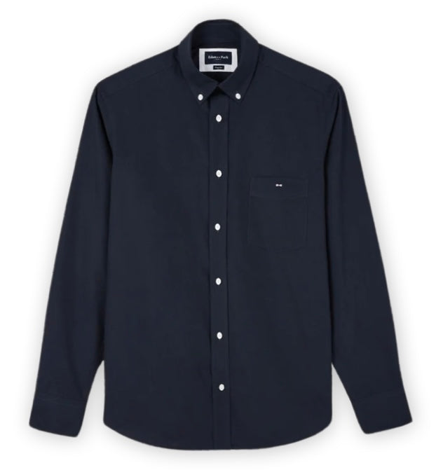 Plain Dark Blue Straight Cut Shirt