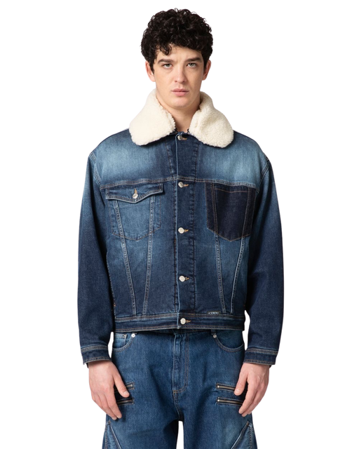 Denim Jacket With Eco Fur Collar