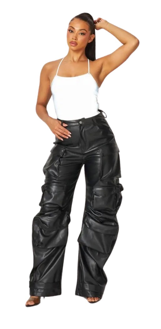 Relaxed Leather Cargo Pant