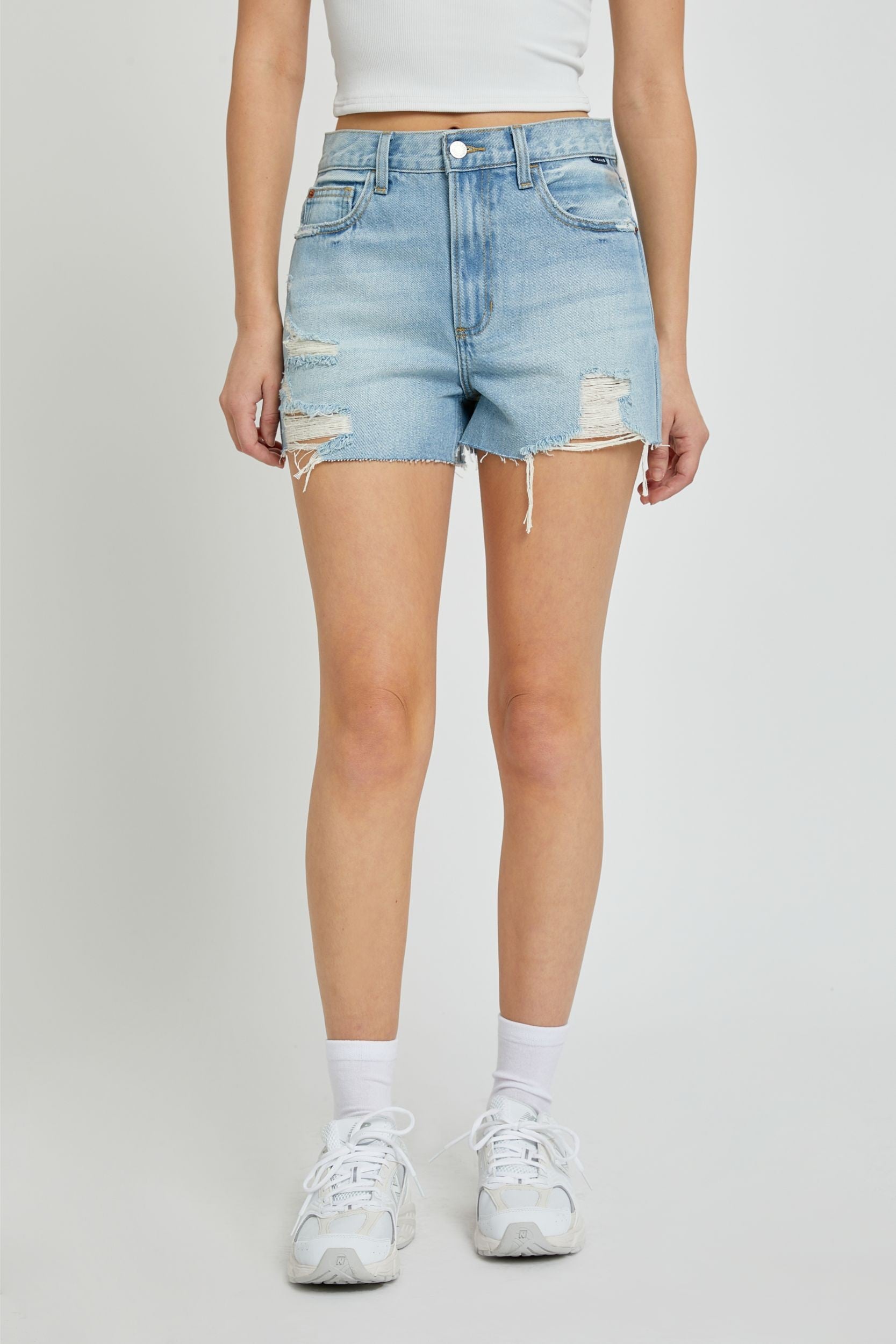 High Rise Mom Shorts with straight hem