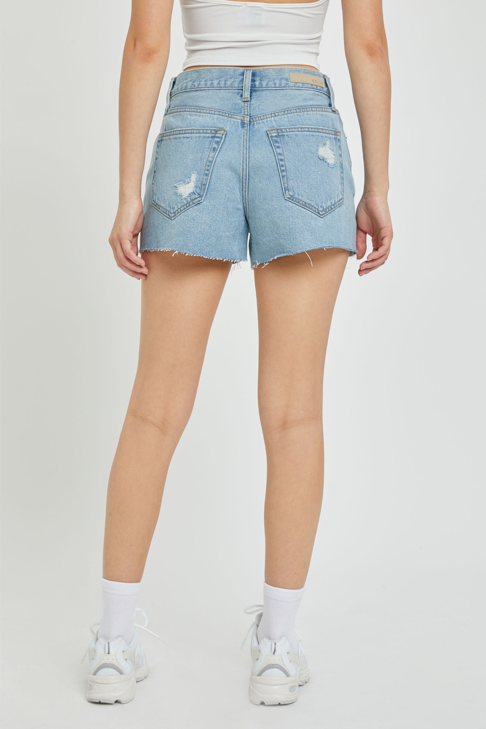 High Rise Mom Shorts with straight hem