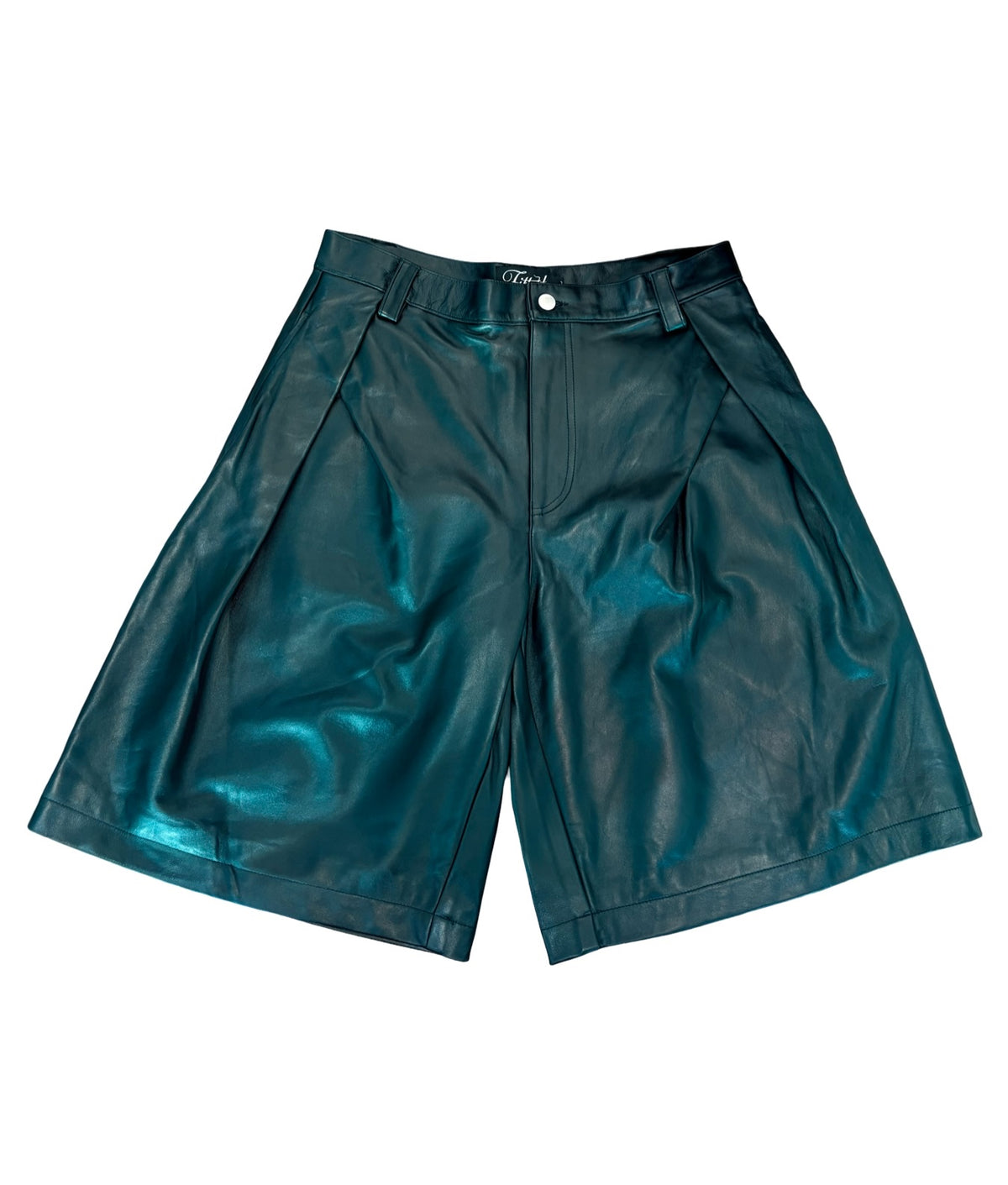 Pleated Leather Shorts
