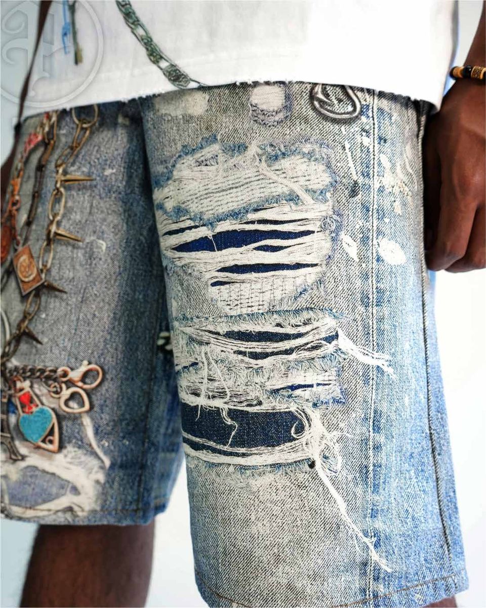 Graphic Jean Shorts