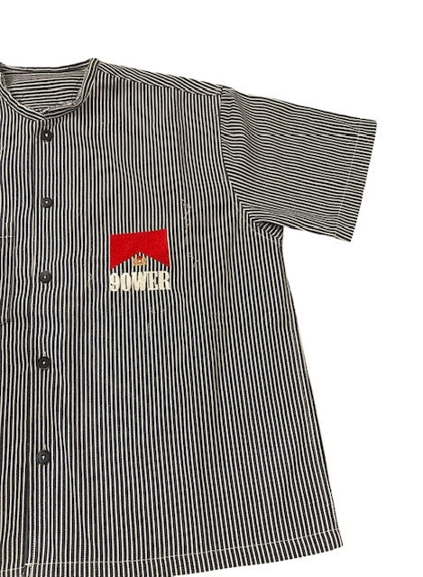 90WER Striped Band Collar Shirt