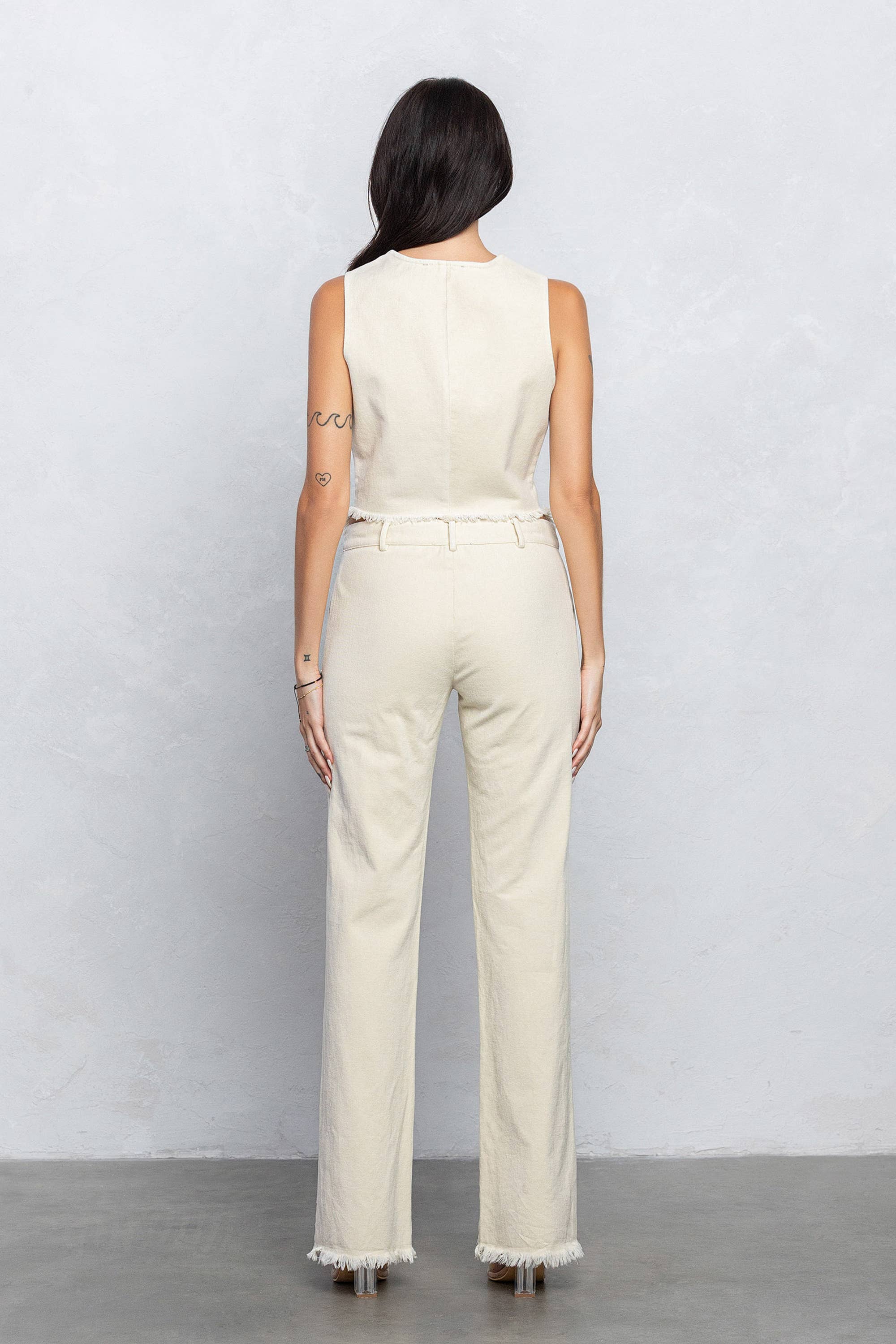 Distressed soft twill vest set