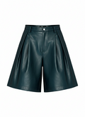Pleated Leather Shorts