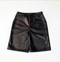 Black leather shorts