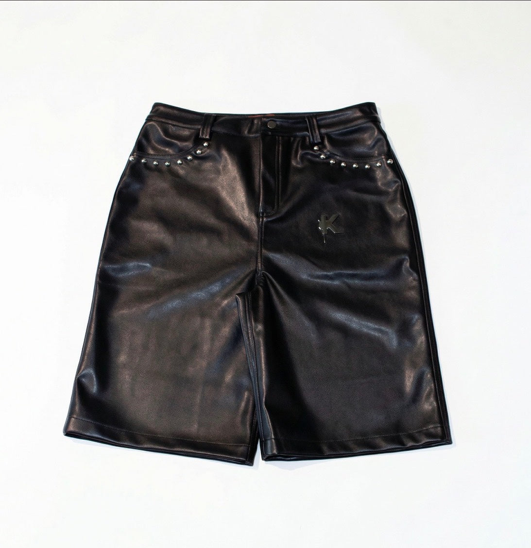 Black leather shorts