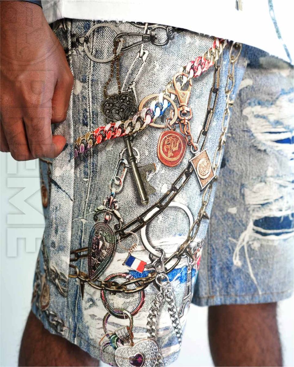 Graphic Jean Shorts