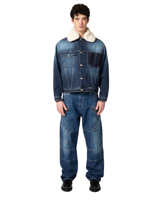 Denim Jacket With Eco Fur Collar