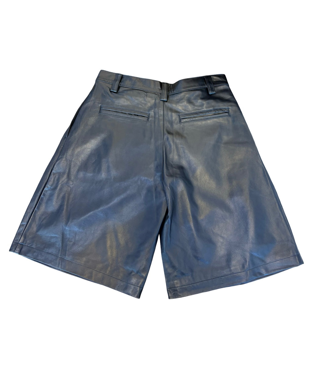 Pleated Leather Shorts