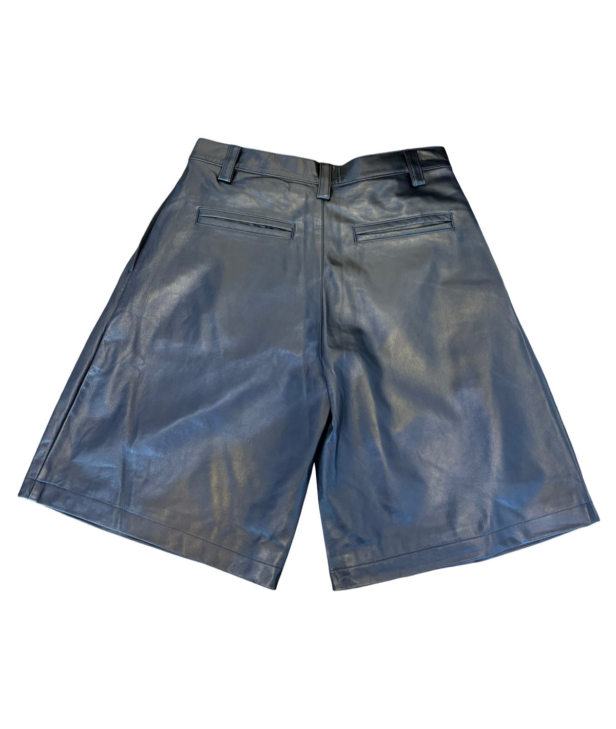 Pleated Leather Shorts