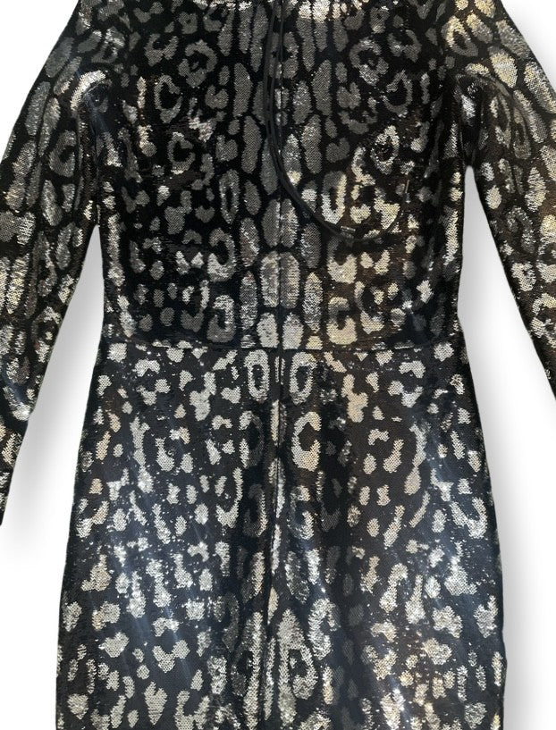 Animal print Sequin hooded body suit