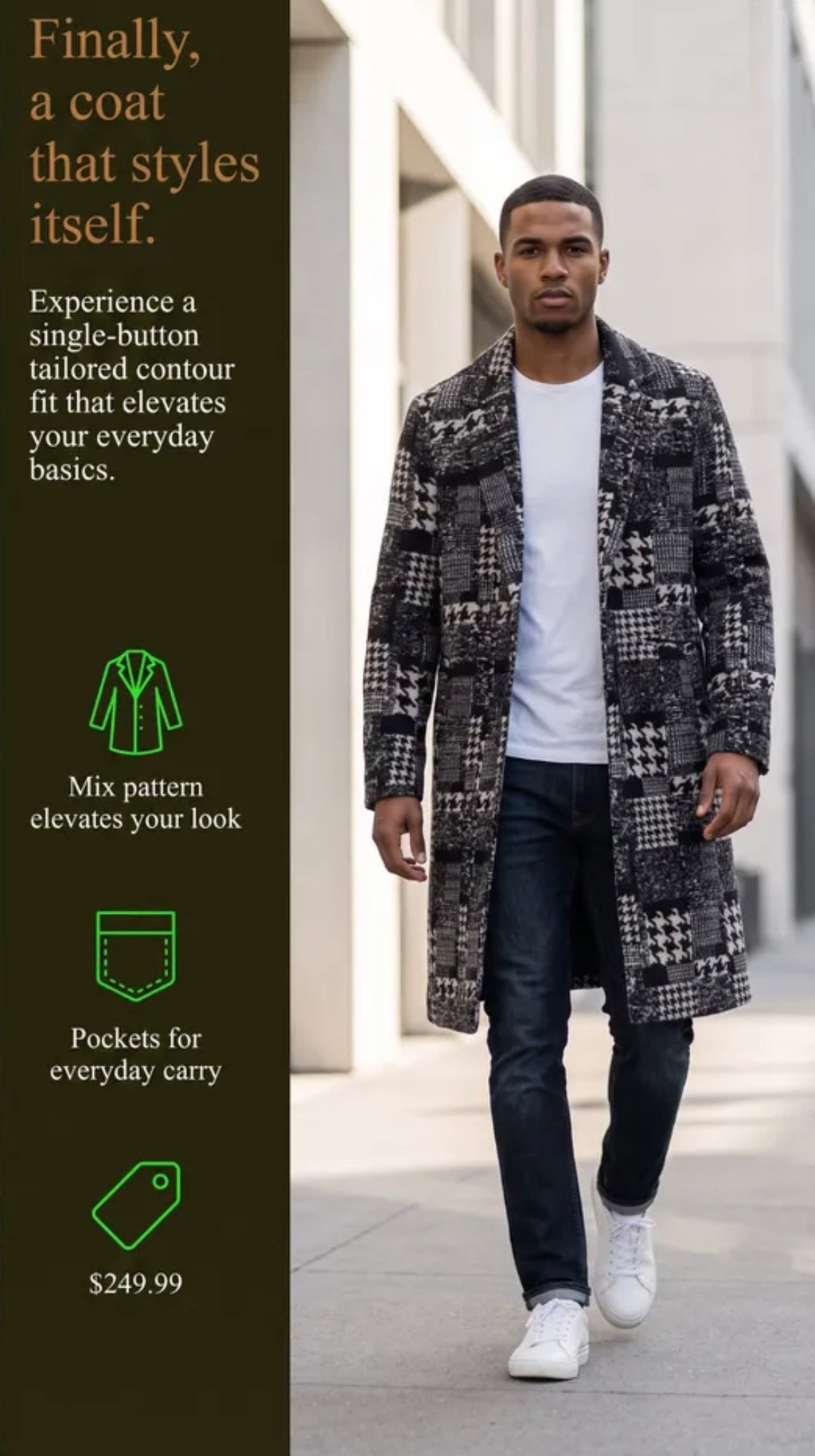 Wool Mix Pattern Overcoat