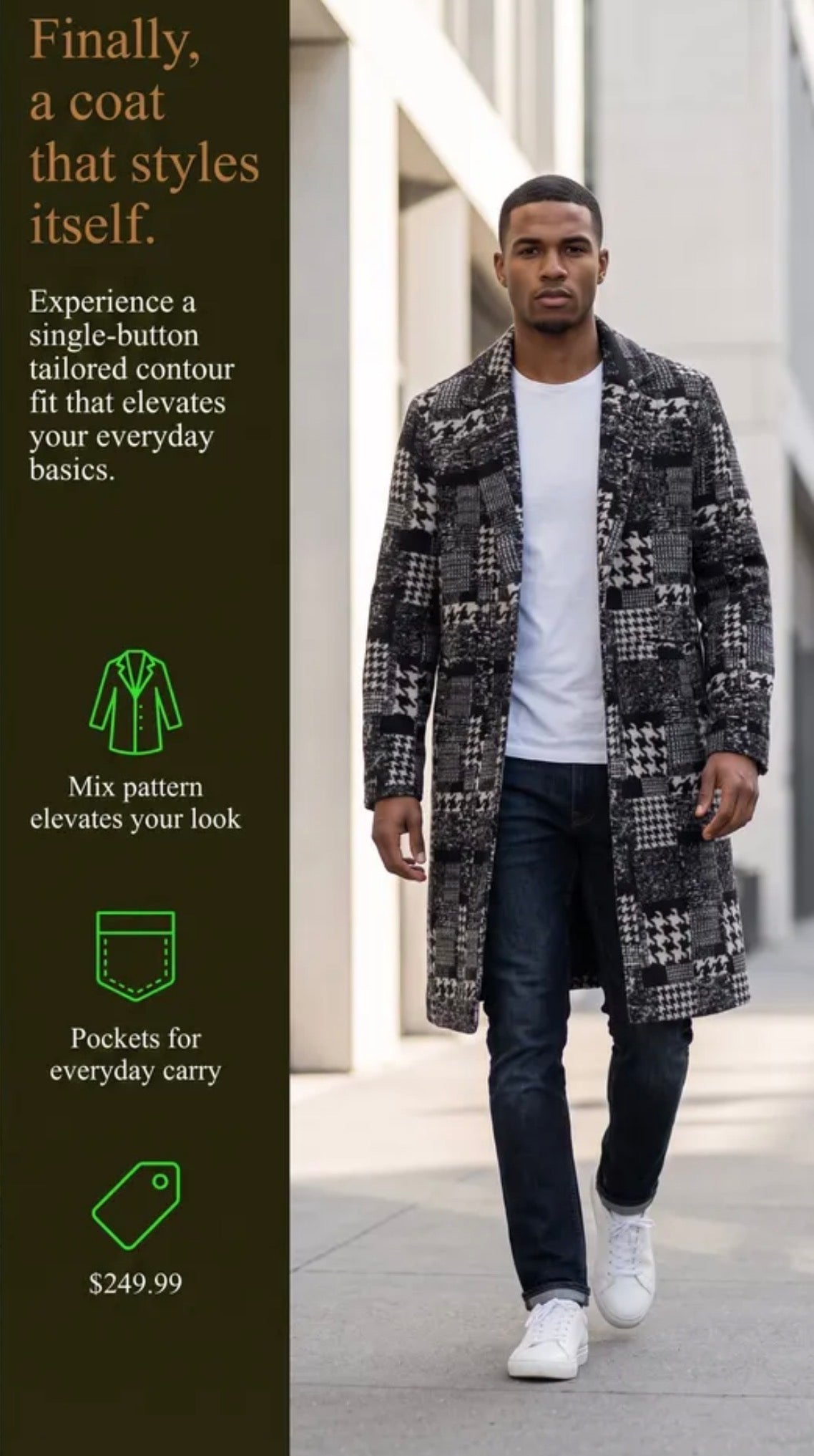 Wool Mix Pattern Overcoat